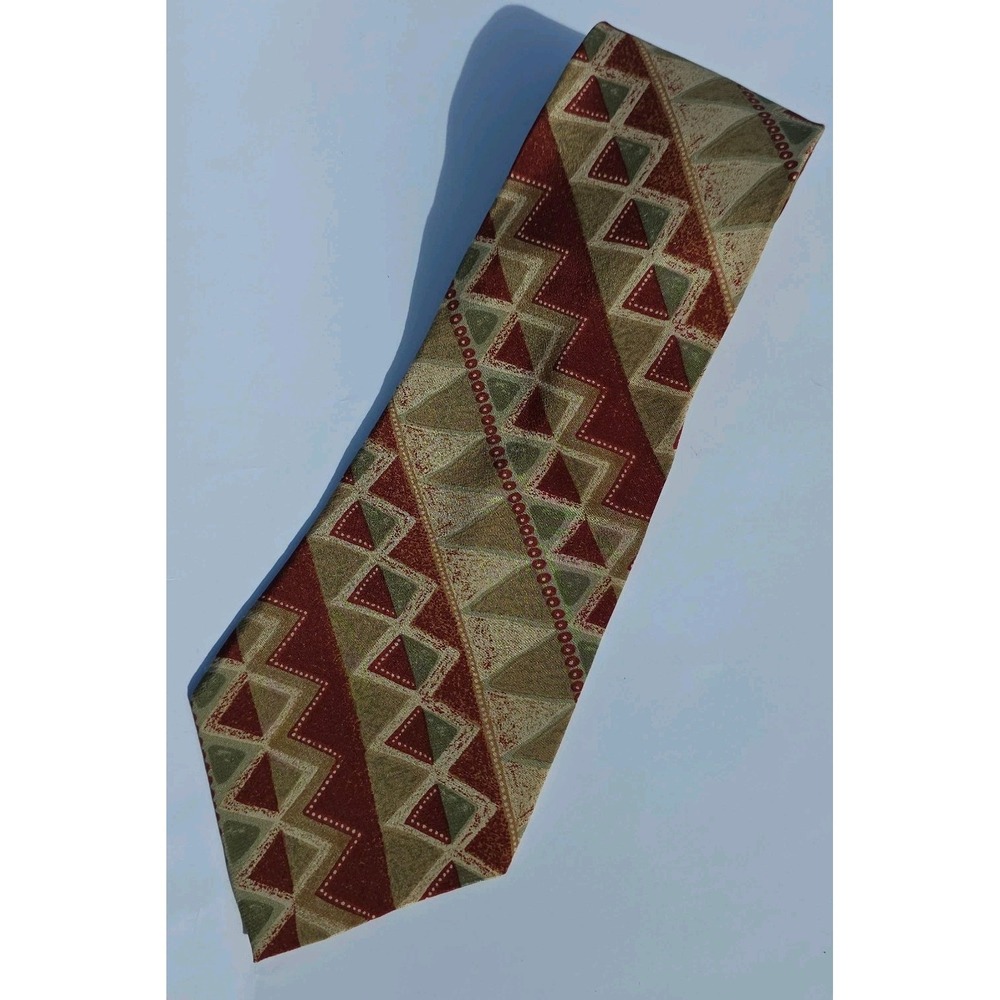 Chaps Ralph Lauren Neck Tie Mens Multicolor Geometric Silk Classic Made In USA‎